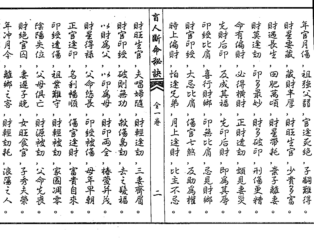 盲人断命秘诀 四言独步